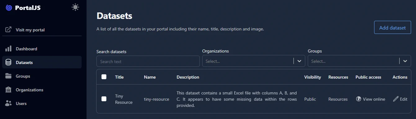PortalJS Cloud Dashboard